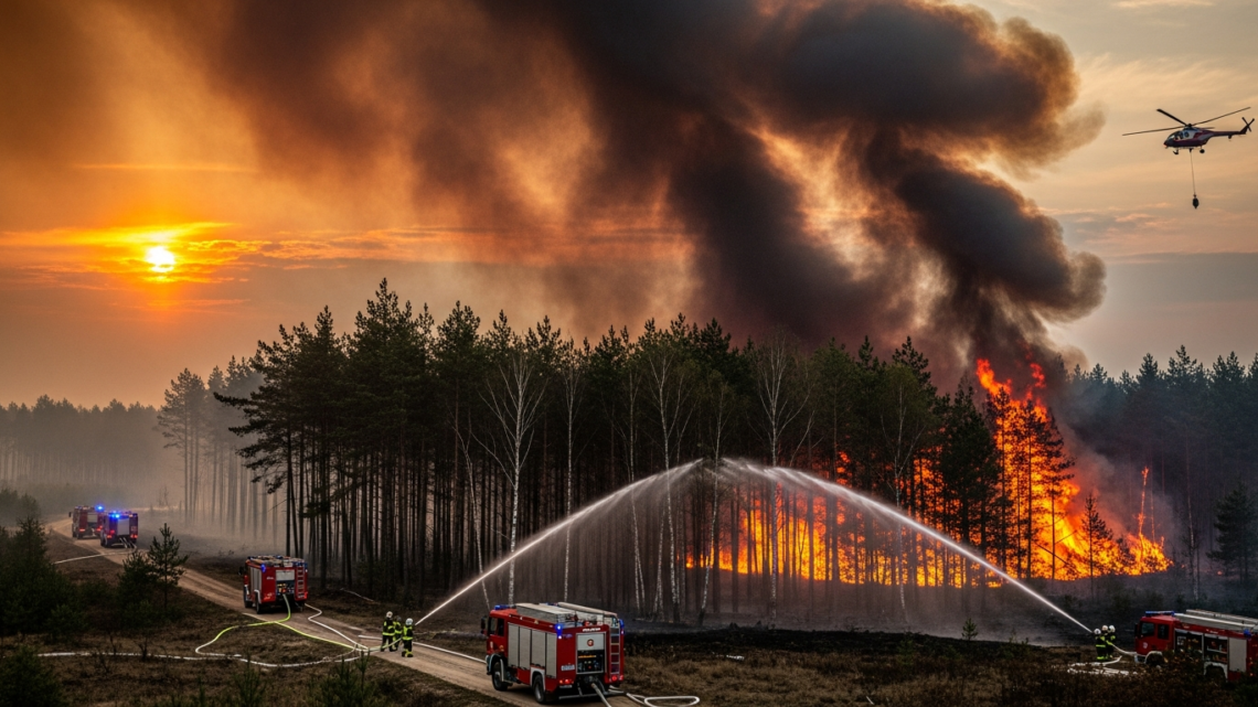 Pożar lasu w powiecie wołomińskim